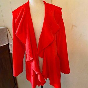 Orange Fleece Ruffled Jacket - Arlene Prescott - no size